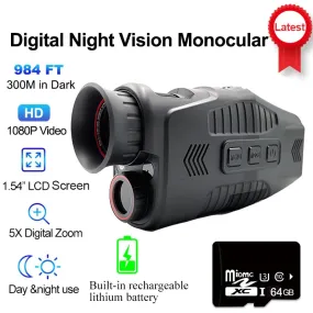 1080P Night Vision Monocular for Hunting Infrared 5x Digital Zoom