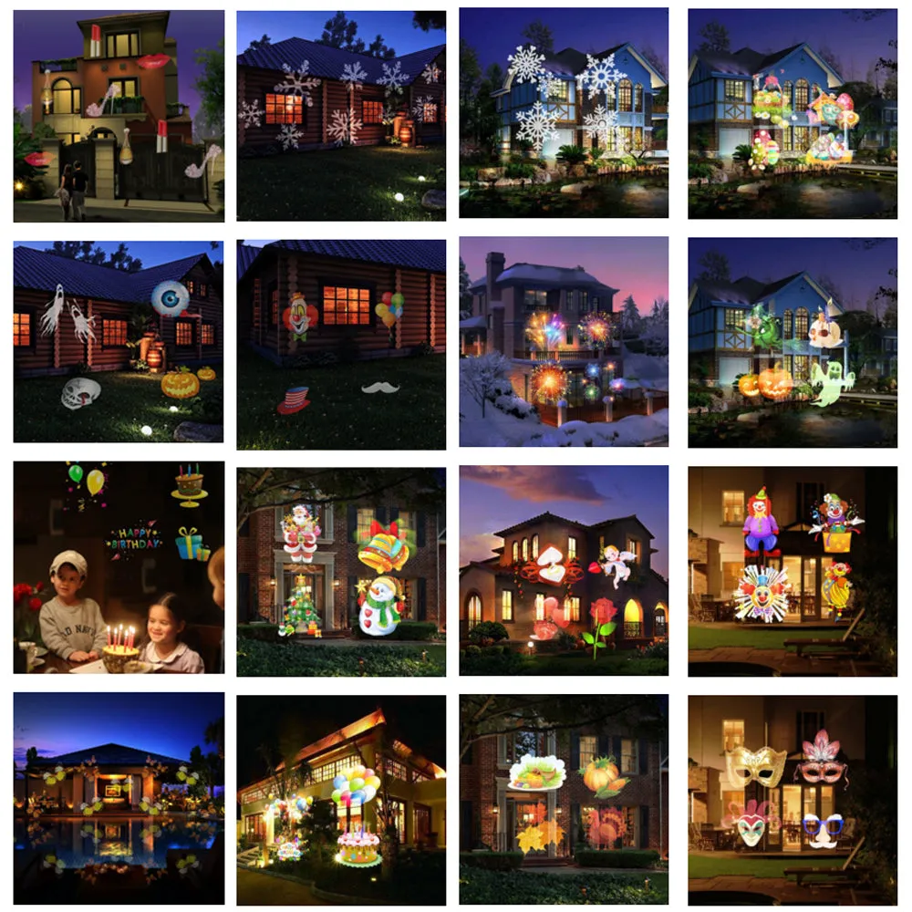 12 Patterns Christmas Projector Lamp LED Projection Light for Xmas Party