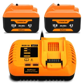 12.6Ah 20v 60v Battery and Charger Combo for Dewalt 20v 60v Lithium Battery with Charger 12Ah DCB612 DCB609 Dewalt 20v/60v Battery and Charger Kit