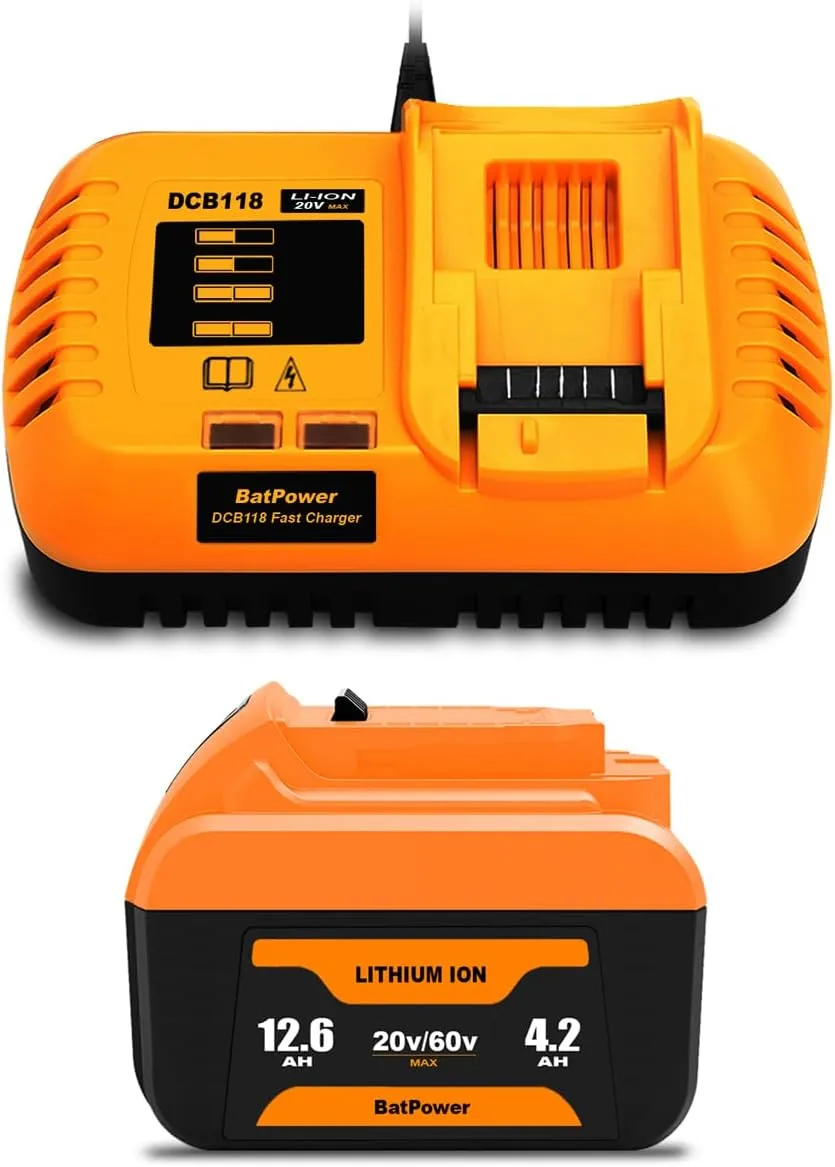 12.6Ah 20v 60v Battery and Charger Combo for Dewalt 20v 60v Lithium Battery with Charger 12Ah DCB612 DCB609 Dewalt 20v/60v Battery and Charger Kit