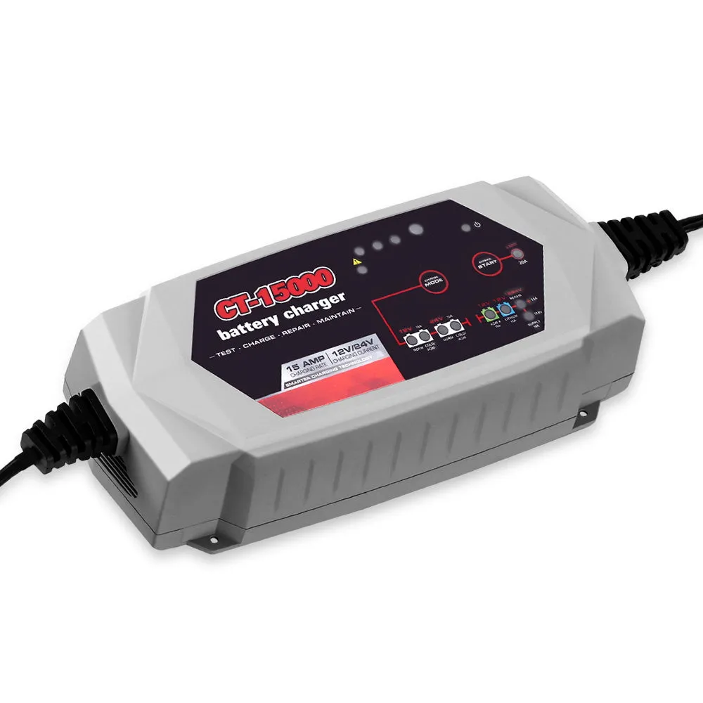 15A Smart Automatic Battery Charger 12V 24V Lithium-Lead X