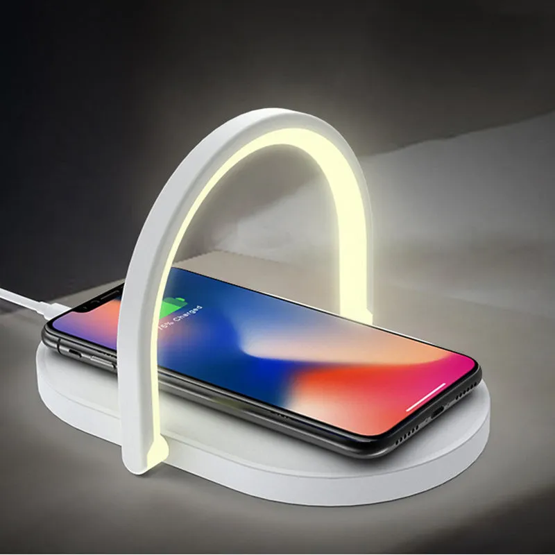 15W Qi Wireless Charger LED Desk Lamp With Phone Holder