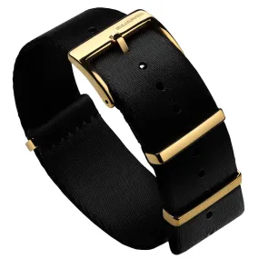 1973 British Military Watch Strap: ARMOURED RECON - Military Black, Gold