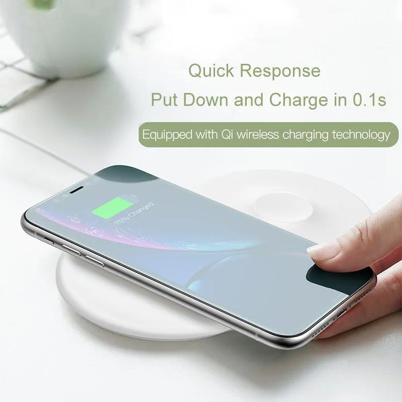 2 in 1 Wireless Charger Pad Desktop Fast Wireless Charging Charger Born for Apple Fans