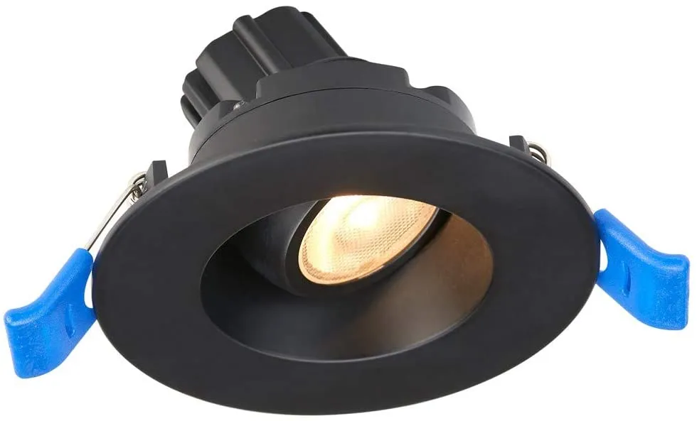 2 Inch Round Regressed Gimbal LED Downlight - High Output -5.5 Watt - 3000 Kelvin - Black Trim - 24 Degree Beam Spread - 490 Lumen - Type IC Wet Air-Tight ES CRI 90 