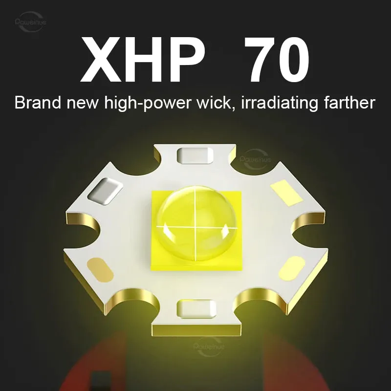 2023 The Most Powerful XHP70 LED Headlamp White Light Camping Headlight Zoomable 3*18650 USB Rechargeable Portable Head Lantern