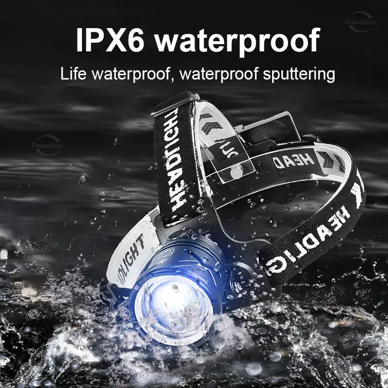 2023 The Most Powerful XHP70 LED Headlamp White Light Camping Headlight Zoomable 3*18650 USB Rechargeable Portable Head Lantern