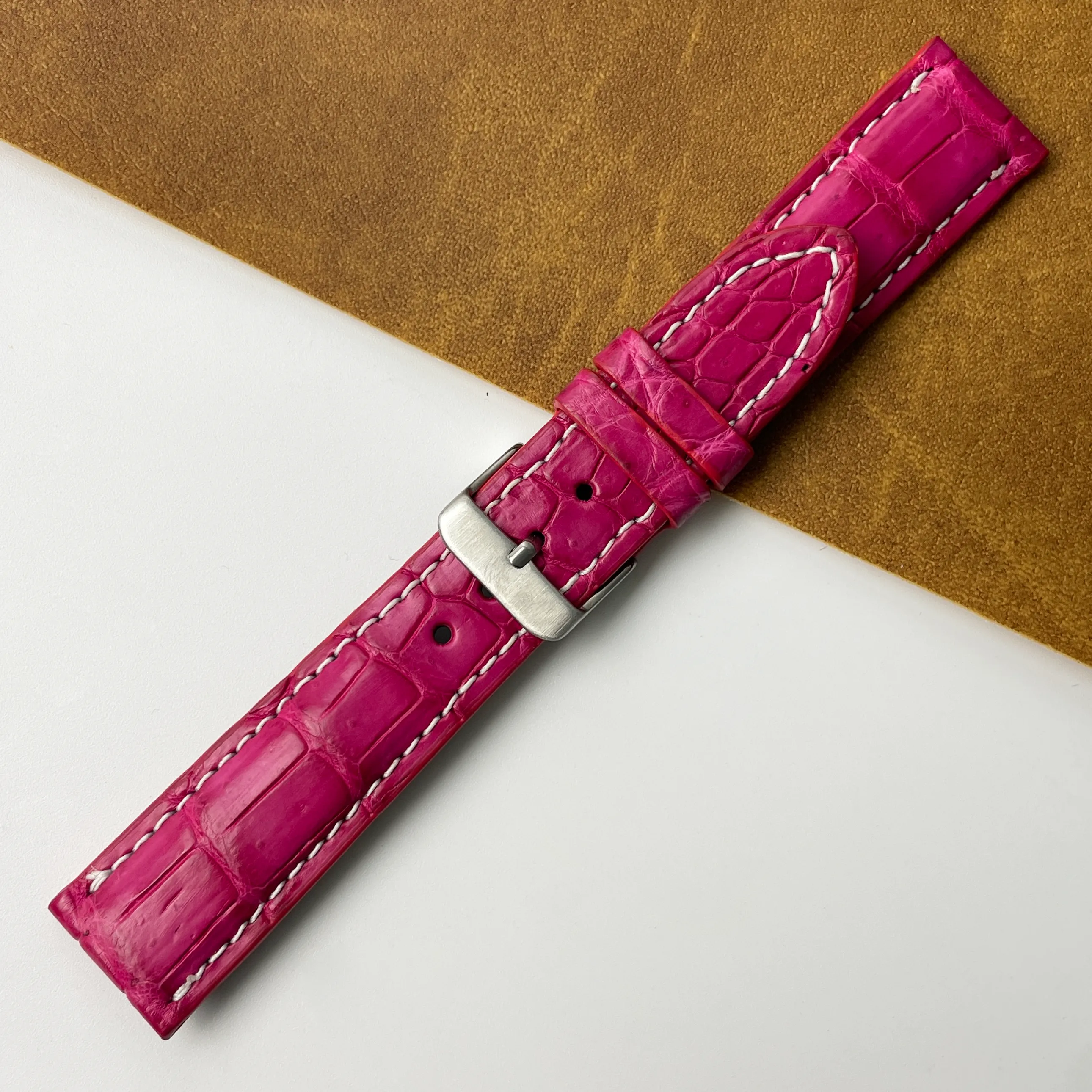 20mm Pink Unique Texture Alligator Watch Band For Men DH-226D