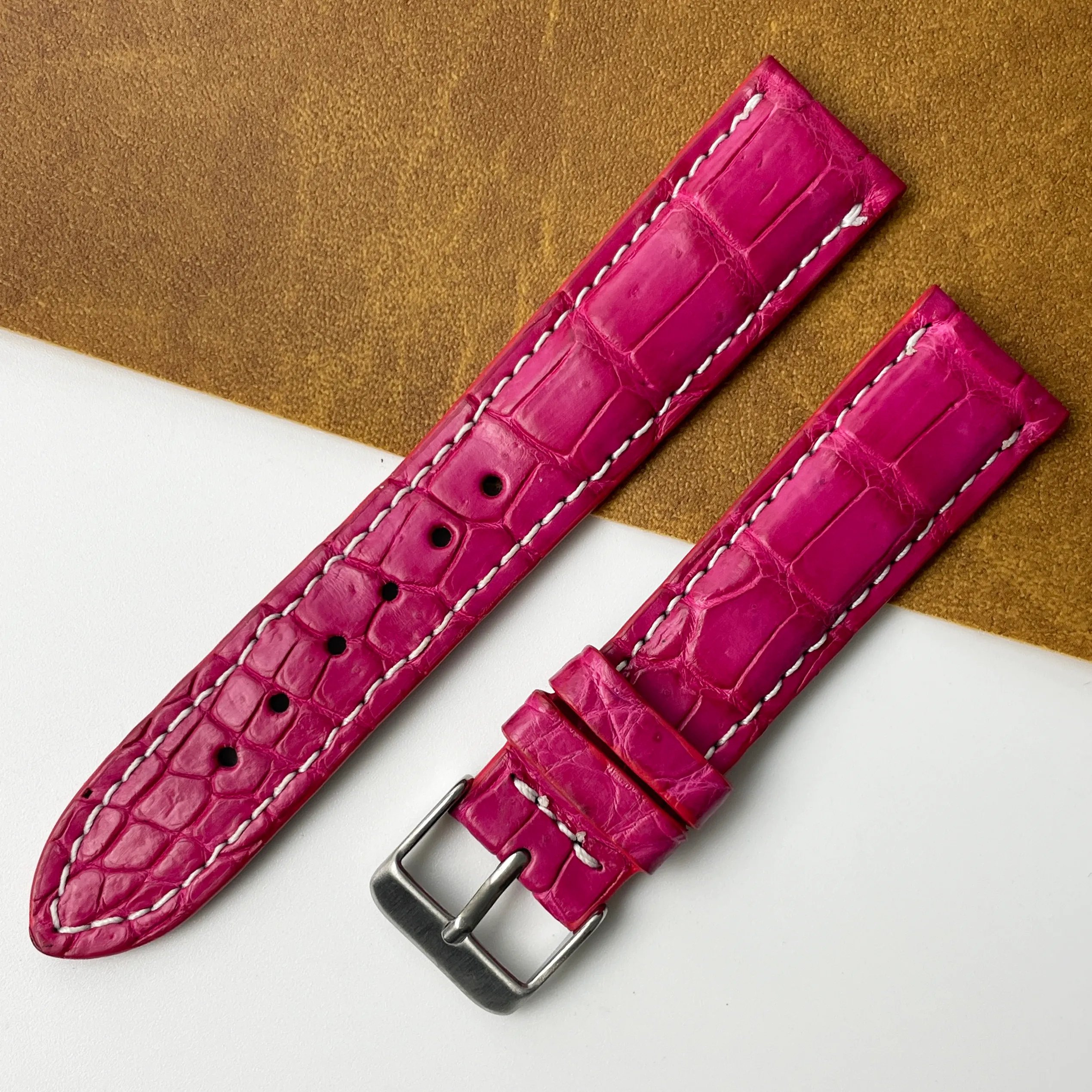 20mm Pink Unique Texture Alligator Watch Band For Men DH-226D