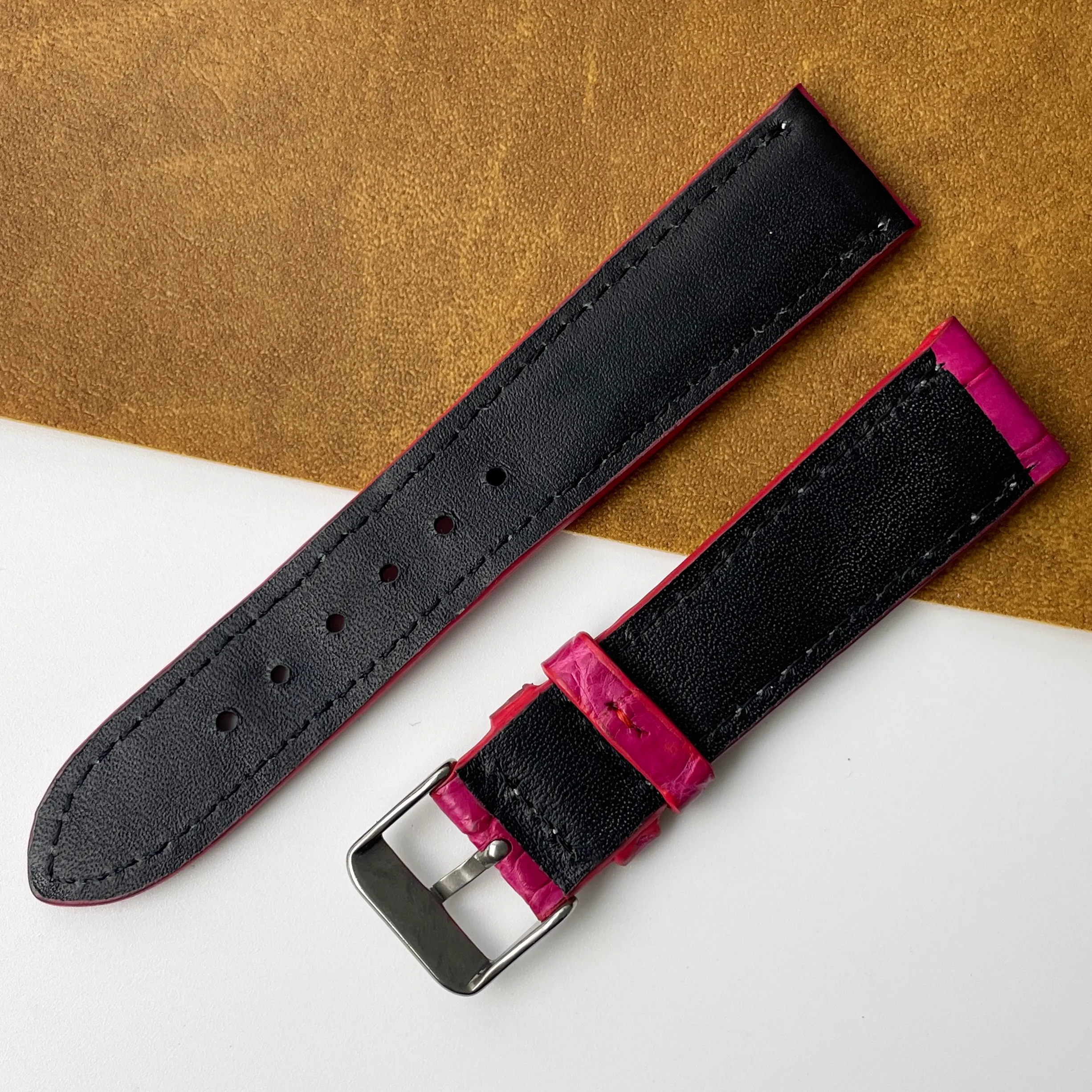 20mm Pink Unique Texture Alligator Watch Band For Men DH-226D