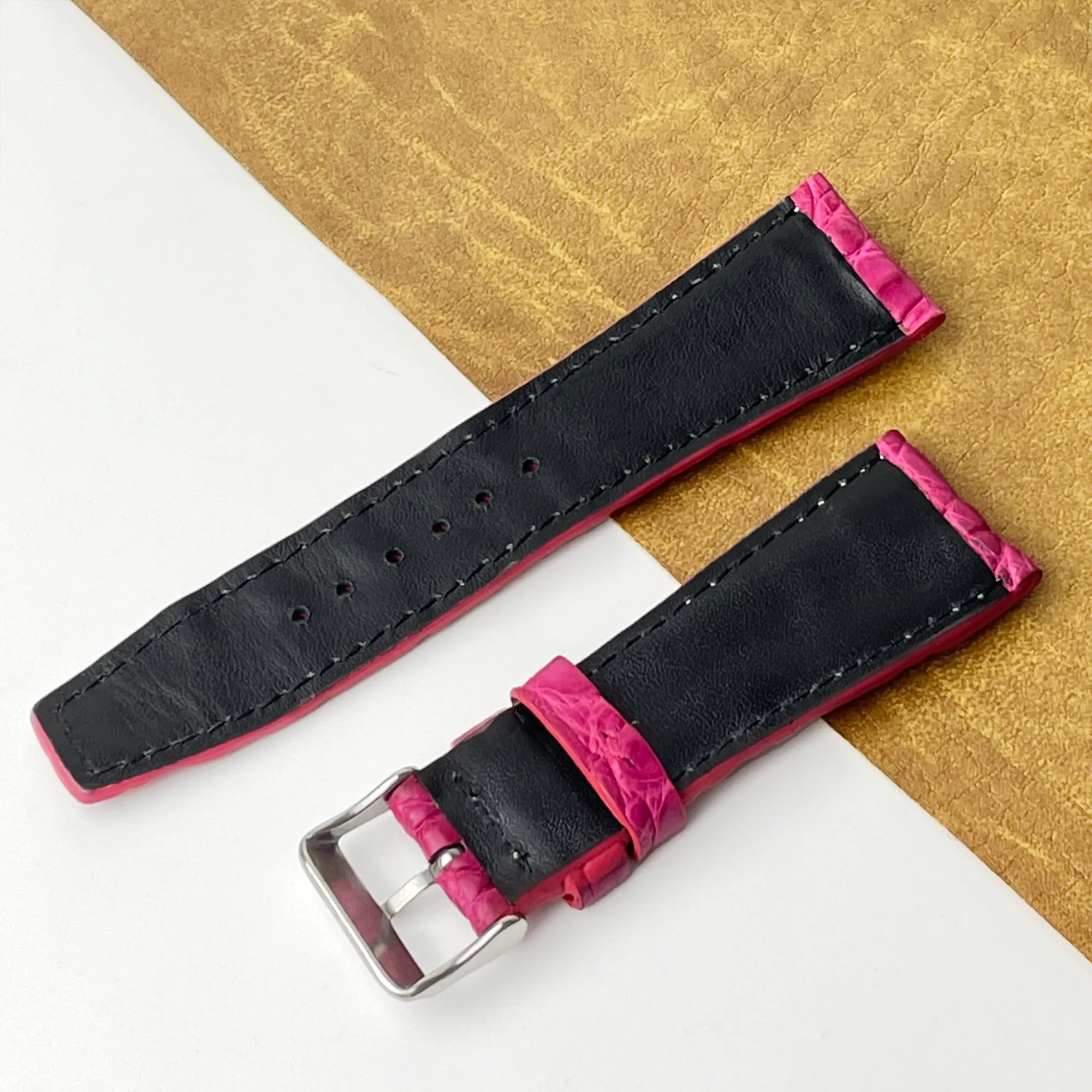 26mm Pink Unique Texture Alligator Watch Band For Men DH-226HDB