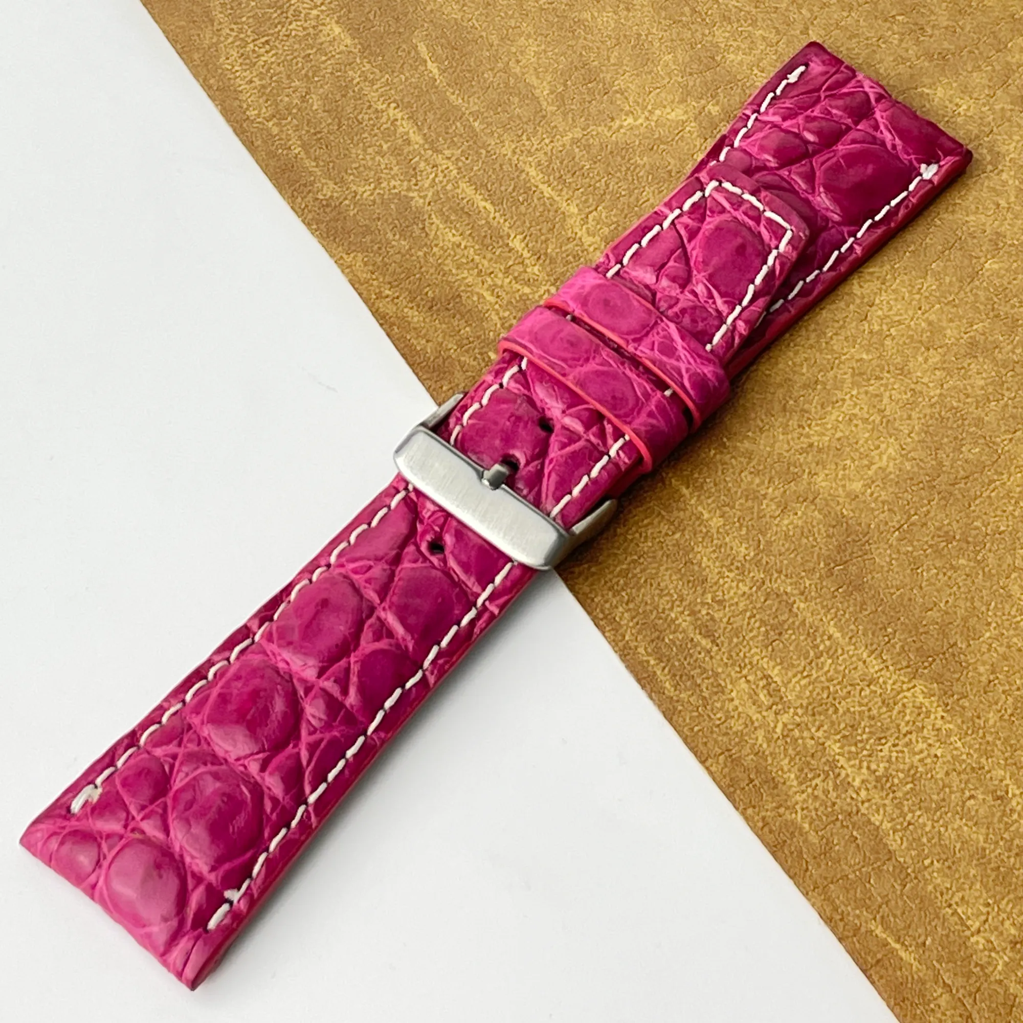 26mm Pink Unique Texture Alligator Watch Band For Men DH-226HDB