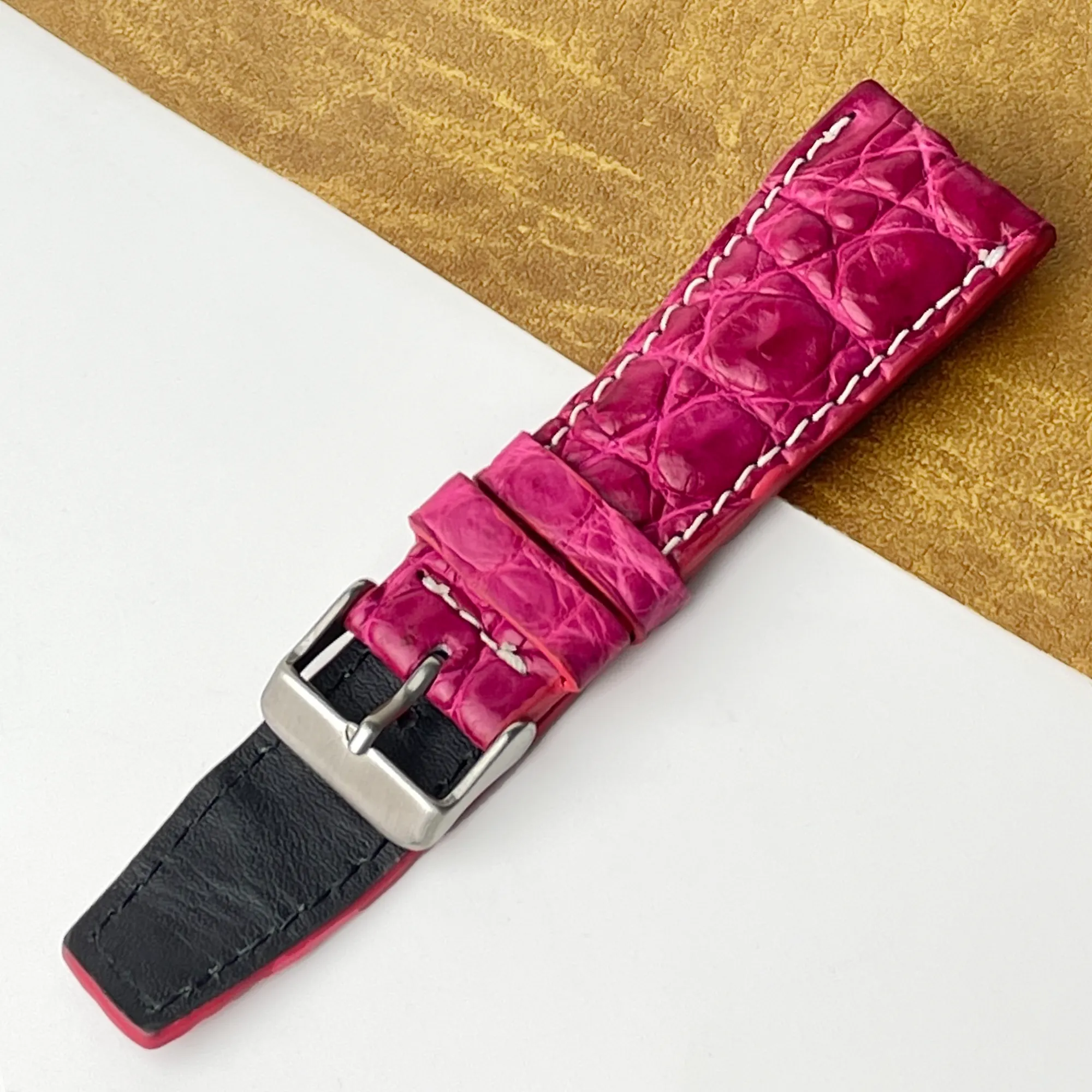 26mm Pink Unique Texture Alligator Watch Band For Men DH-226HDB