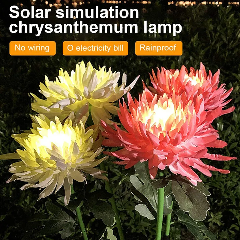 2PC Solar Flower Stake Lights Plug-In Landscape LED Lamp