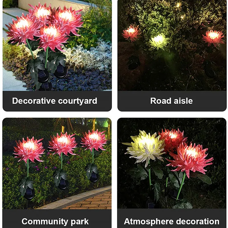 2PC Solar Flower Stake Lights Plug-In Landscape LED Lamp