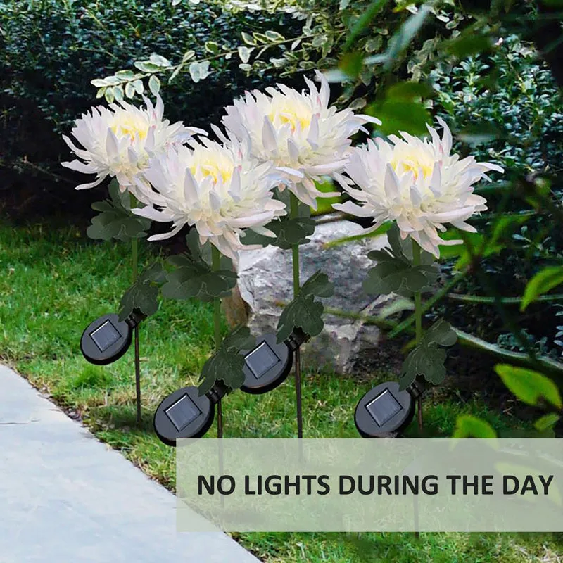 2PC Solar Flower Stake Lights Plug-In Landscape LED Lamp