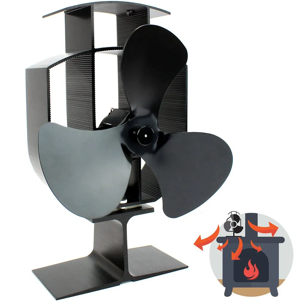 3 Blades Heat Power Stove Fan for Wood Burning Fireplace