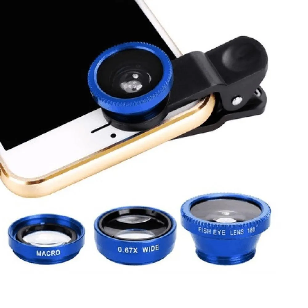 3-in-1 Wide Angle Macro Fisheye Lens Camera Kits Mobile Phone Fish Eye Lenses with Clip 0.67x for iPhone Samsung All Cell Phones