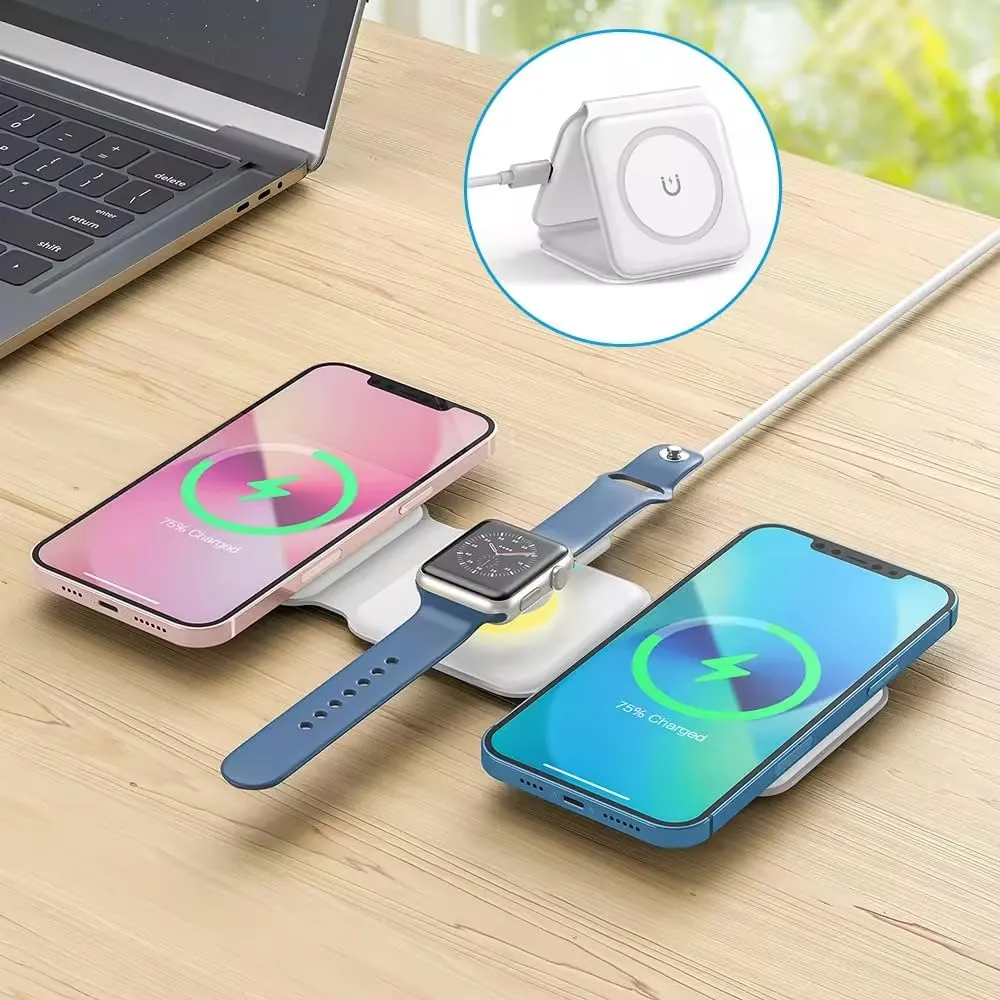 3 in 1 Wireless Magnetic charger for Android, iOS, SmartWatch & TWS Earbuds