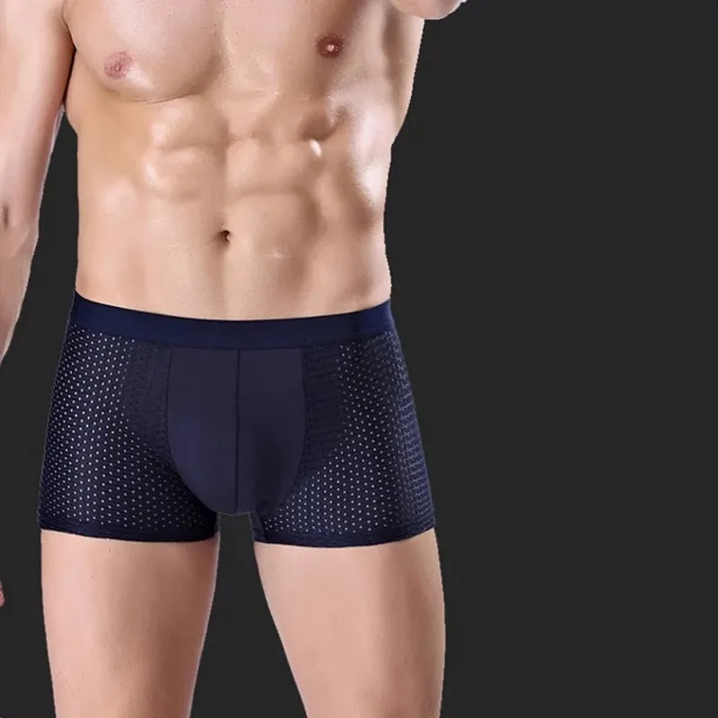 3 Pack Men's Boxer Briefs Ice Silk Mesh Breathable Underwear