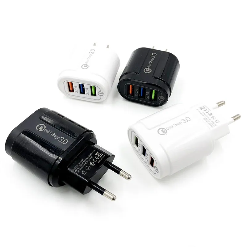 3-Port Portable Mobile Phone USB Fast Charging Head Adapter