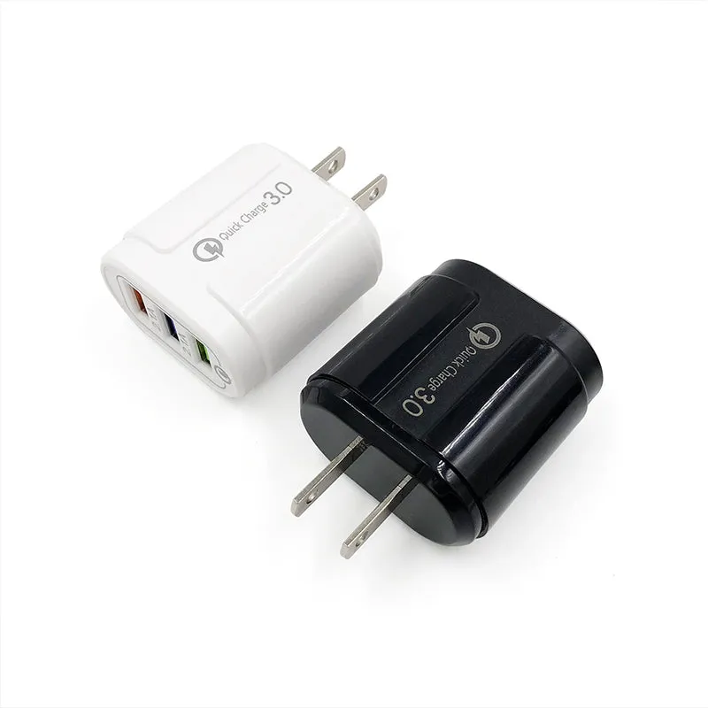 3-Port Portable Mobile Phone USB Fast Charging Head Adapter