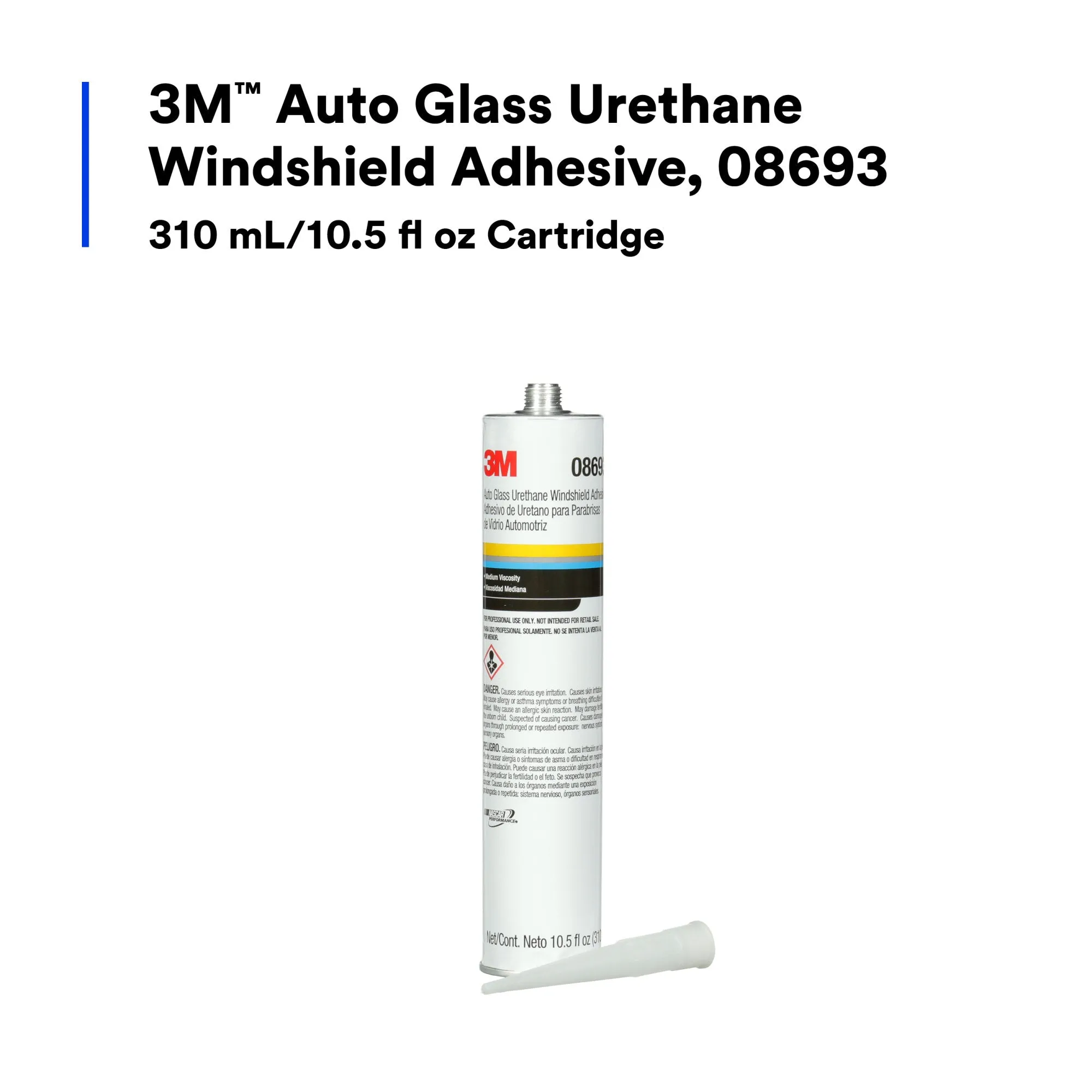 3M Auto Glass Urethane Windshield Adhesive, 08693, 10.5 fl ozCartridge