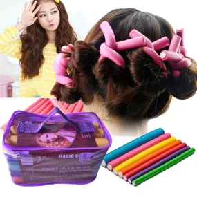 42 Pcs Flexible Sponge Twist Hair Fring Rods Rollers Curler