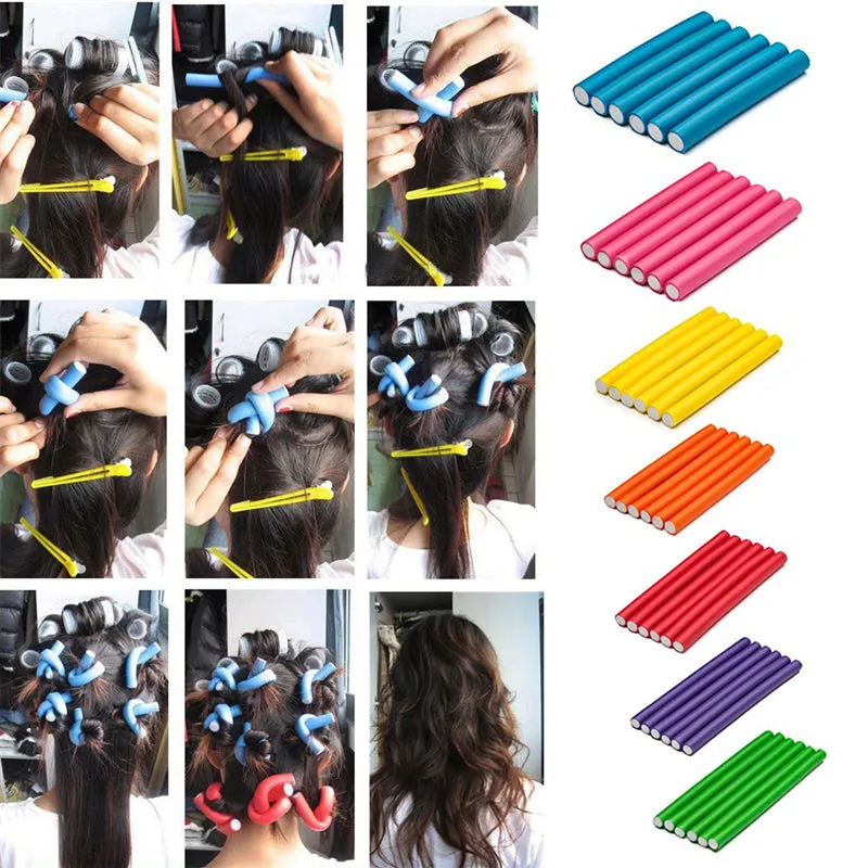 42 Pcs Flexible Sponge Twist Hair Fring Rods Rollers Curler