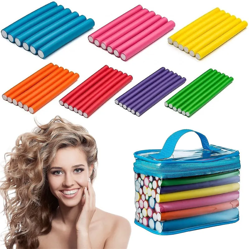 42 Pcs Flexible Sponge Twist Hair Fring Rods Rollers Curler