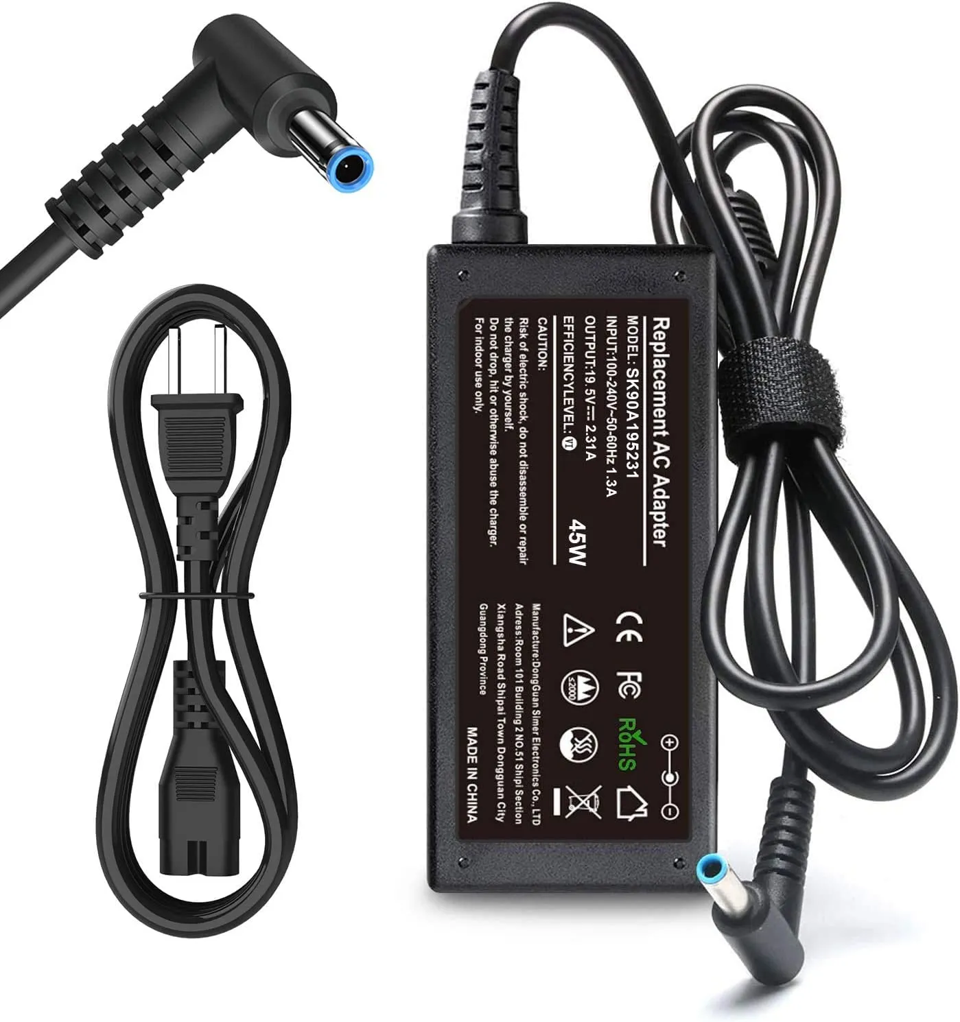 45W 19.5V 2.31A for HP Laptop Charger Blue Tip,HP Pavilion x360 11 13 15, Zbook 14u G4 G5 15u 15 G3, Notebook 15,HP Stream 13 11 14 AC Adapter with Power Cord