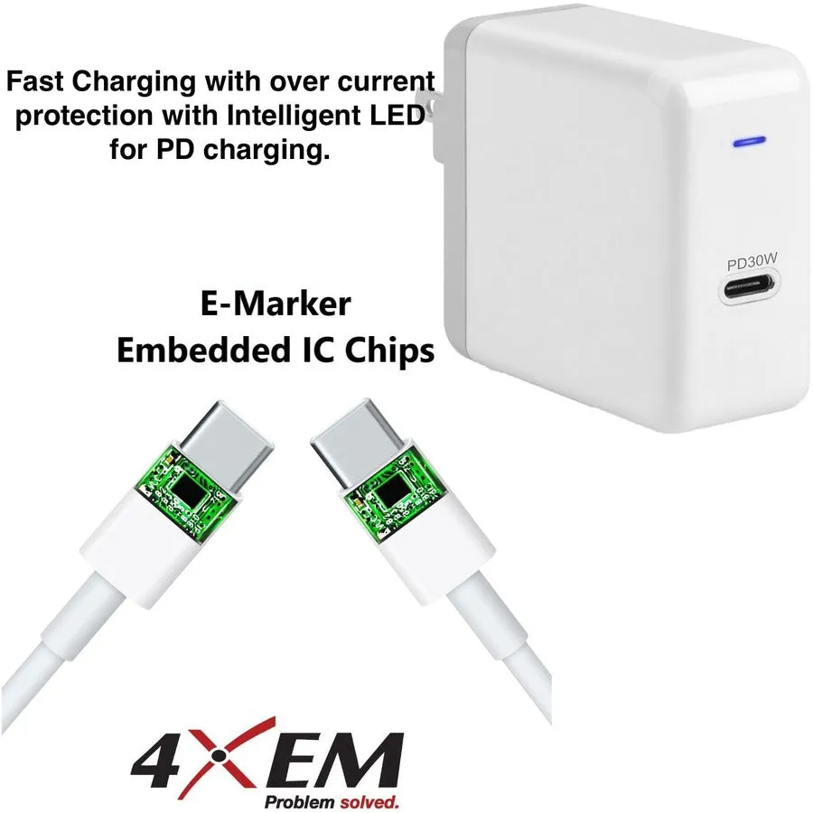 4XEM USB-C 30W Wall Charger With Included 6ft UCB-C Cable - Combo Kit 4X30WMACKIT6