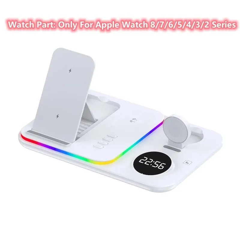 5-in-1 Fast Charging Wireless Dock with RGB LED for Apple Watch, AirPods, iPhone, Galaxy Watch, and Samsung Devices