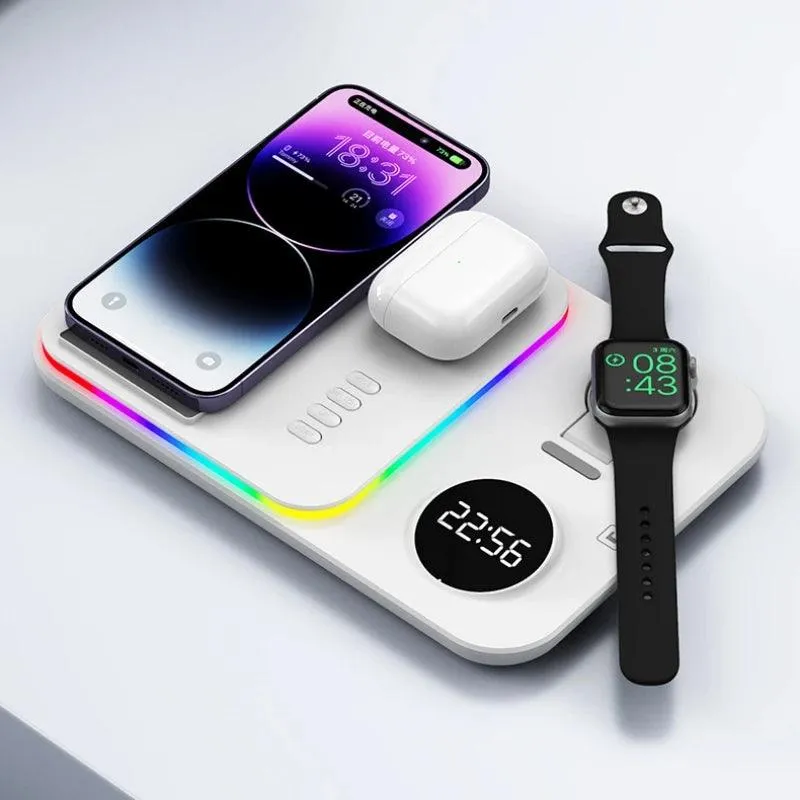 5-in-1 Fast Charging Wireless Dock with RGB LED for Apple Watch, AirPods, iPhone, Galaxy Watch, and Samsung Devices