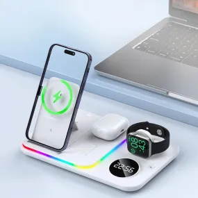 5-in-1 Fast Charging Wireless Dock with RGB LED for Apple Watch, AirPods, iPhone, Galaxy Watch, and Samsung Devices