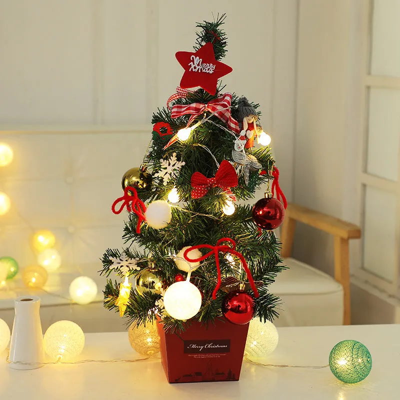 50CM Mini Christmas Tree Tabletop with LED Light Artificial Xmas Tree Desk Decoration