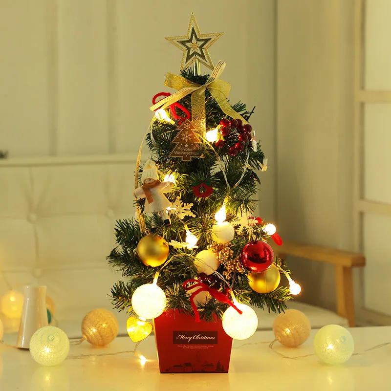 50CM Mini Christmas Tree Tabletop with LED Light Artificial Xmas Tree Desk Decoration