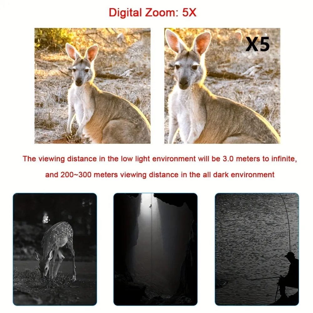 5X Infrared Day/Night 1080P Binocular Photo Video Digital Zoom Battery Powered (included 2000mAh)