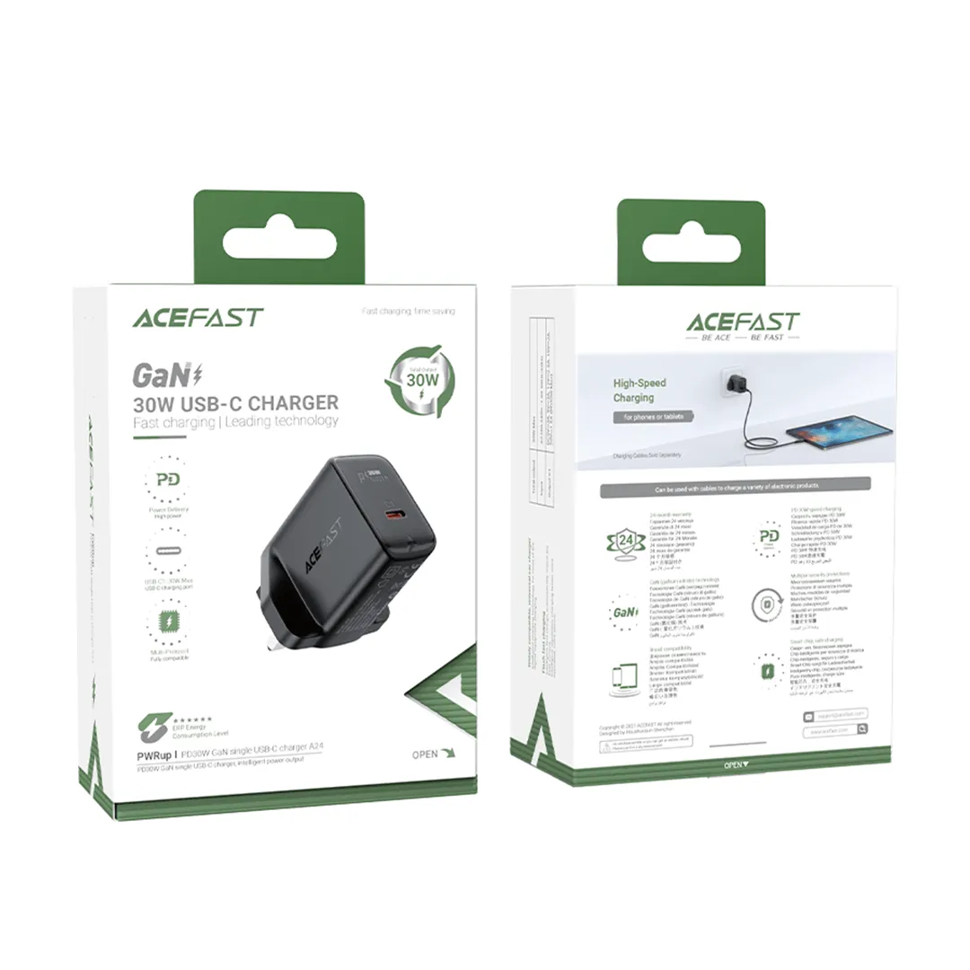 AceFast 30W GAN USB-C Charger (UK Black)