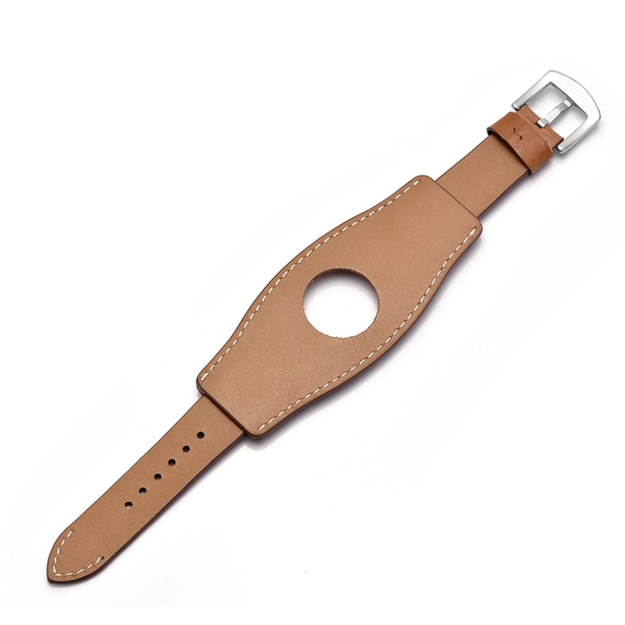 Apple Watch Series 5 44mm cool themed genuine leather watch band - Light Brown