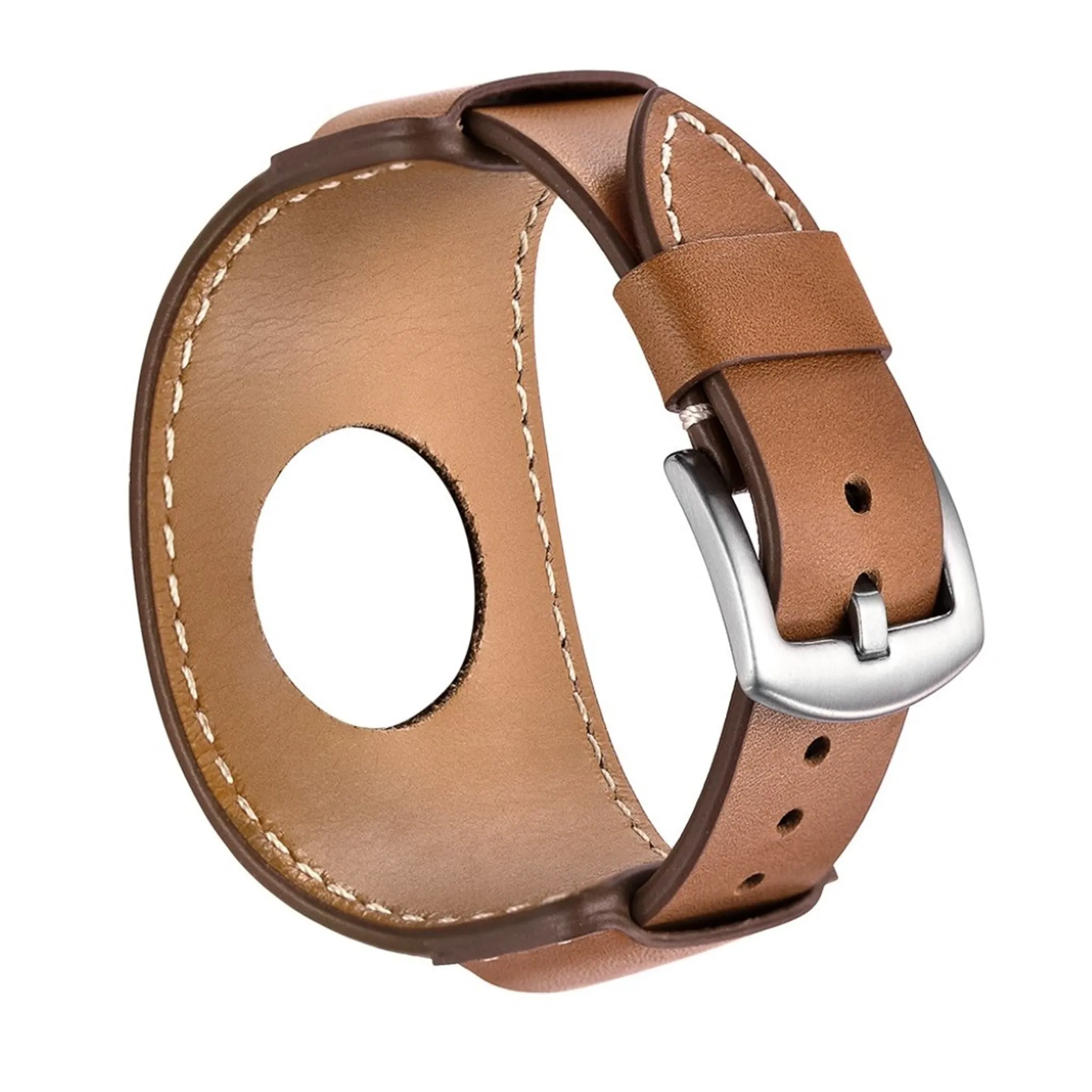 Apple Watch Series 5 44mm cool themed genuine leather watch band - Light Brown