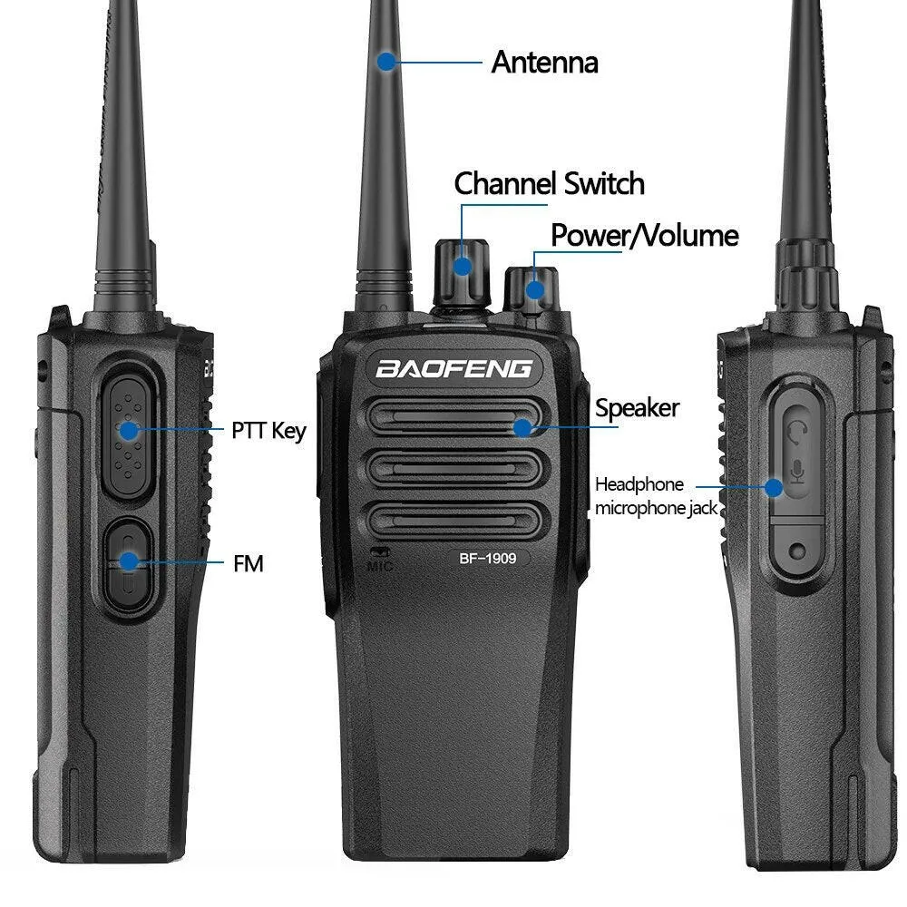 Baofeng BF-1909 Walkie Talkie Long Range Powerful UHF 400-470mhz CB Radio Two Way Radio hunting BF-888S BF-1904  Upgrade