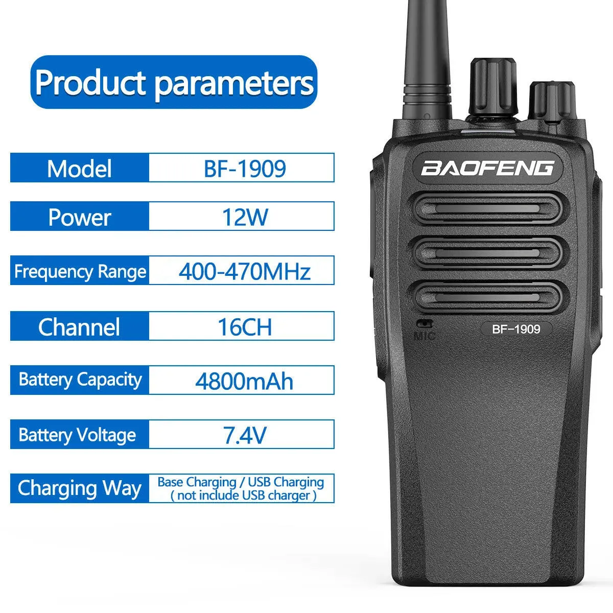 Baofeng BF-1909 Walkie Talkie Long Range Powerful UHF 400-470mhz CB Radio Two Way Radio hunting BF-888S BF-1904  Upgrade