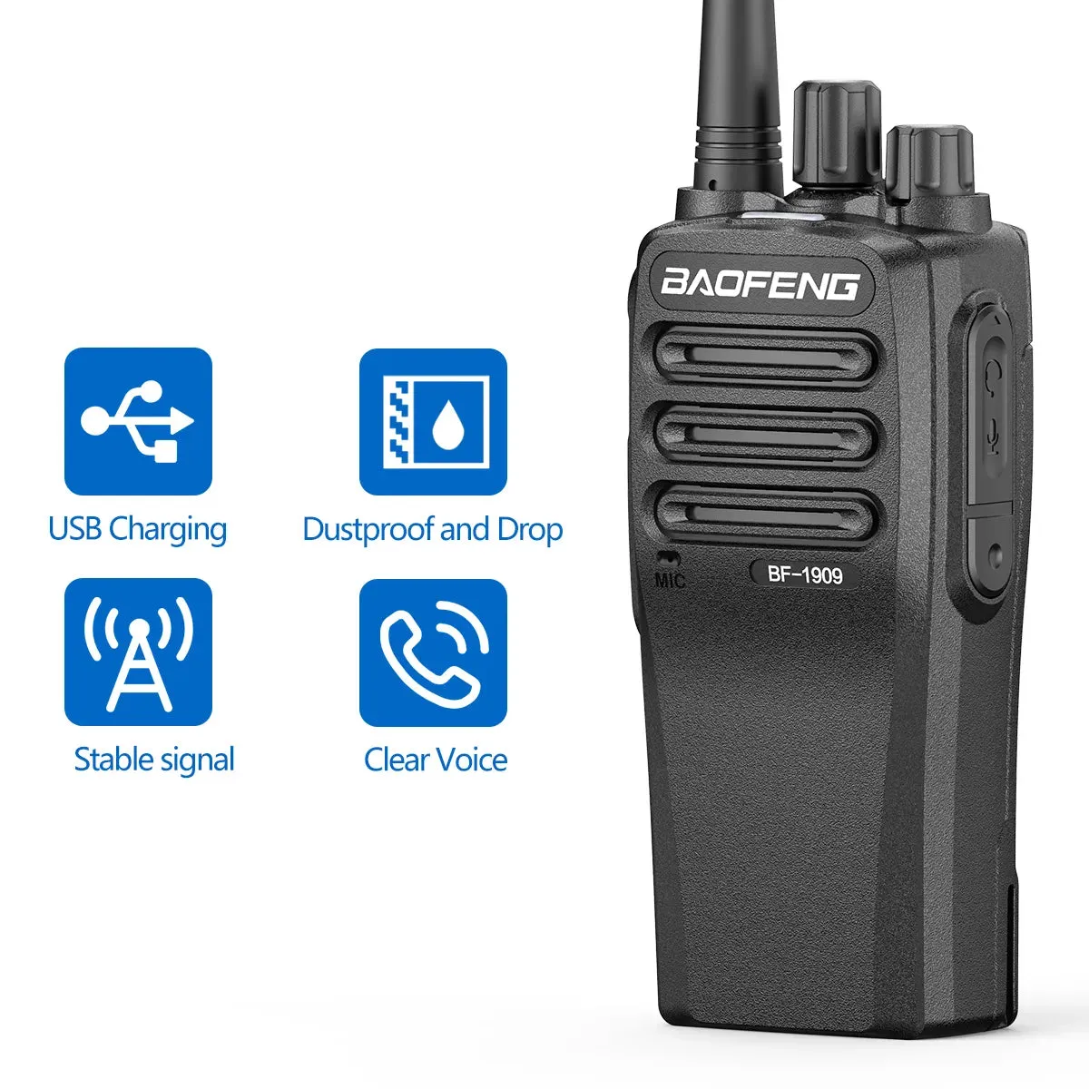 Baofeng BF-1909 Walkie Talkie Long Range Powerful UHF 400-470mhz CB Radio Two Way Radio hunting BF-888S BF-1904  Upgrade