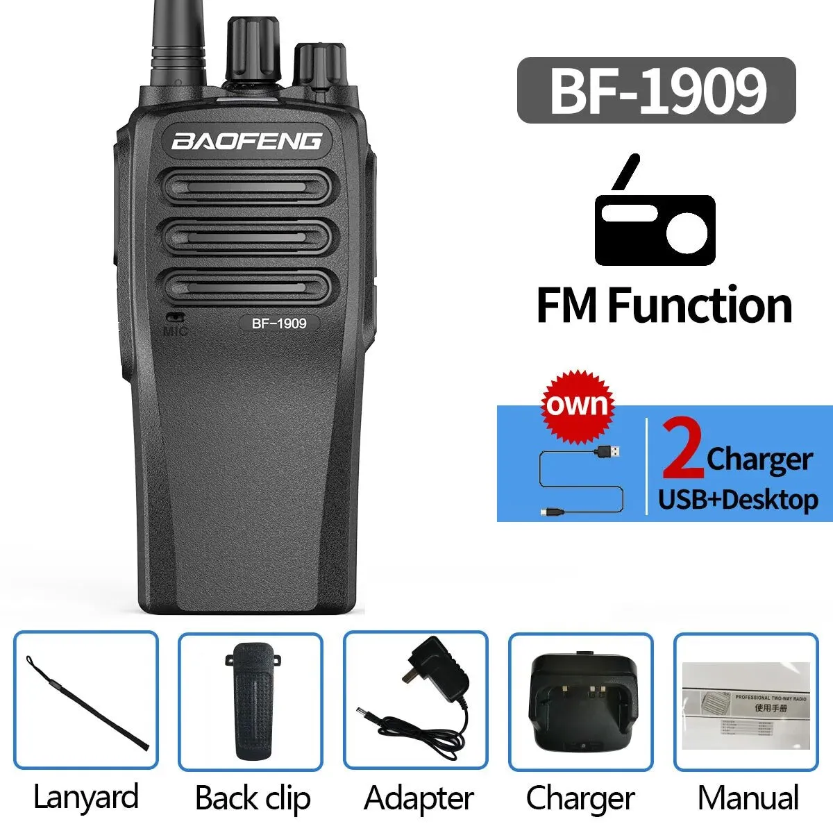 Baofeng BF-1909 Walkie Talkie Long Range Powerful UHF 400-470mhz CB Radio Two Way Radio hunting BF-888S BF-1904  Upgrade