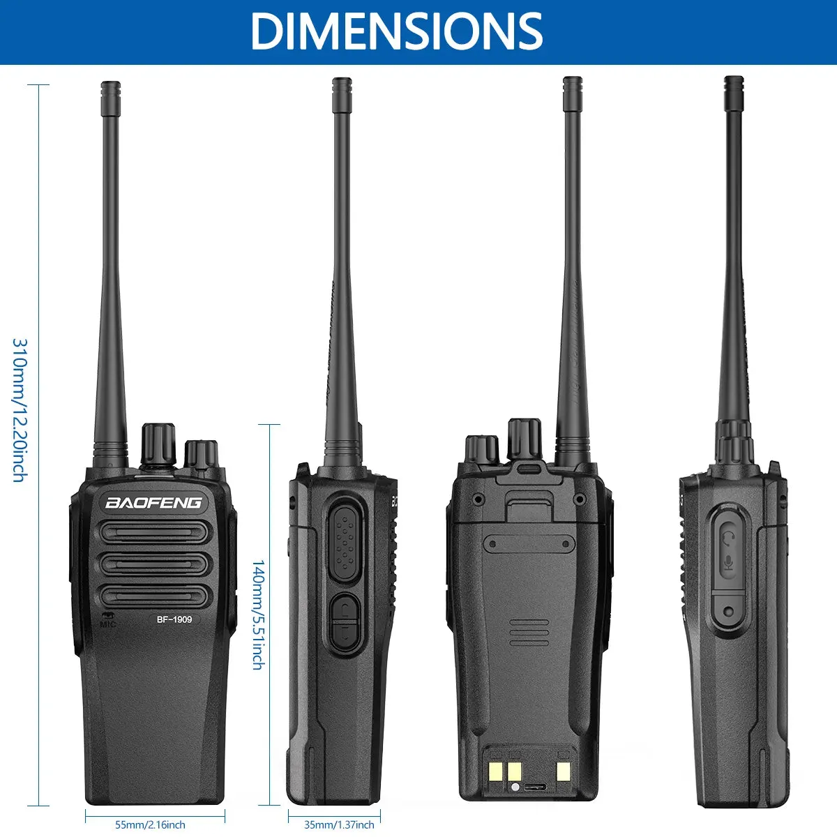 Baofeng BF-1909 Walkie Talkie Long Range Powerful UHF 400-470mhz CB Radio Two Way Radio hunting BF-888S BF-1904  Upgrade