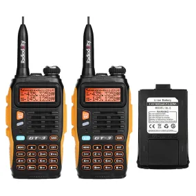 Baofeng GT-3 Mark II [2 Pack   Battery] | Dual Band | 5W | Better Antenna | VOX | Flashlight [DISCONTINUED]