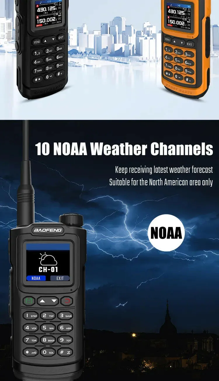 Baofeng UV G30 Pro Portable Walkie Talkie 10W Long Range FM Radio Stopwatch 1000 Channels USB-C Charger Hunting Ham 2-Way Radios