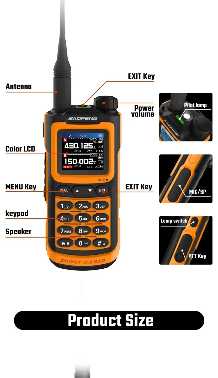 Baofeng UV G30 Pro Portable Walkie Talkie 10W Long Range FM Radio Stopwatch 1000 Channels USB-C Charger Hunting Ham 2-Way Radios