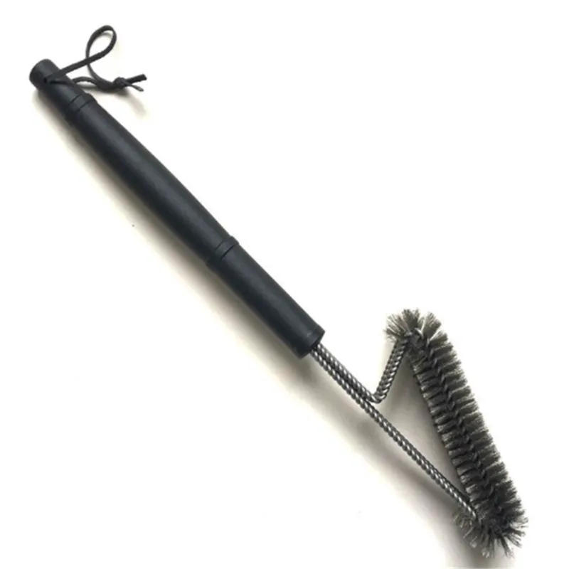 BBQ Grill Stainless Steel Cleaning Brush Three Head Bristles